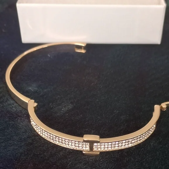 18K Gold Plated Crystal Belt Bangle Gold Swarovski Crystal Belt Bangle Bracelet - Picture 8 of 17